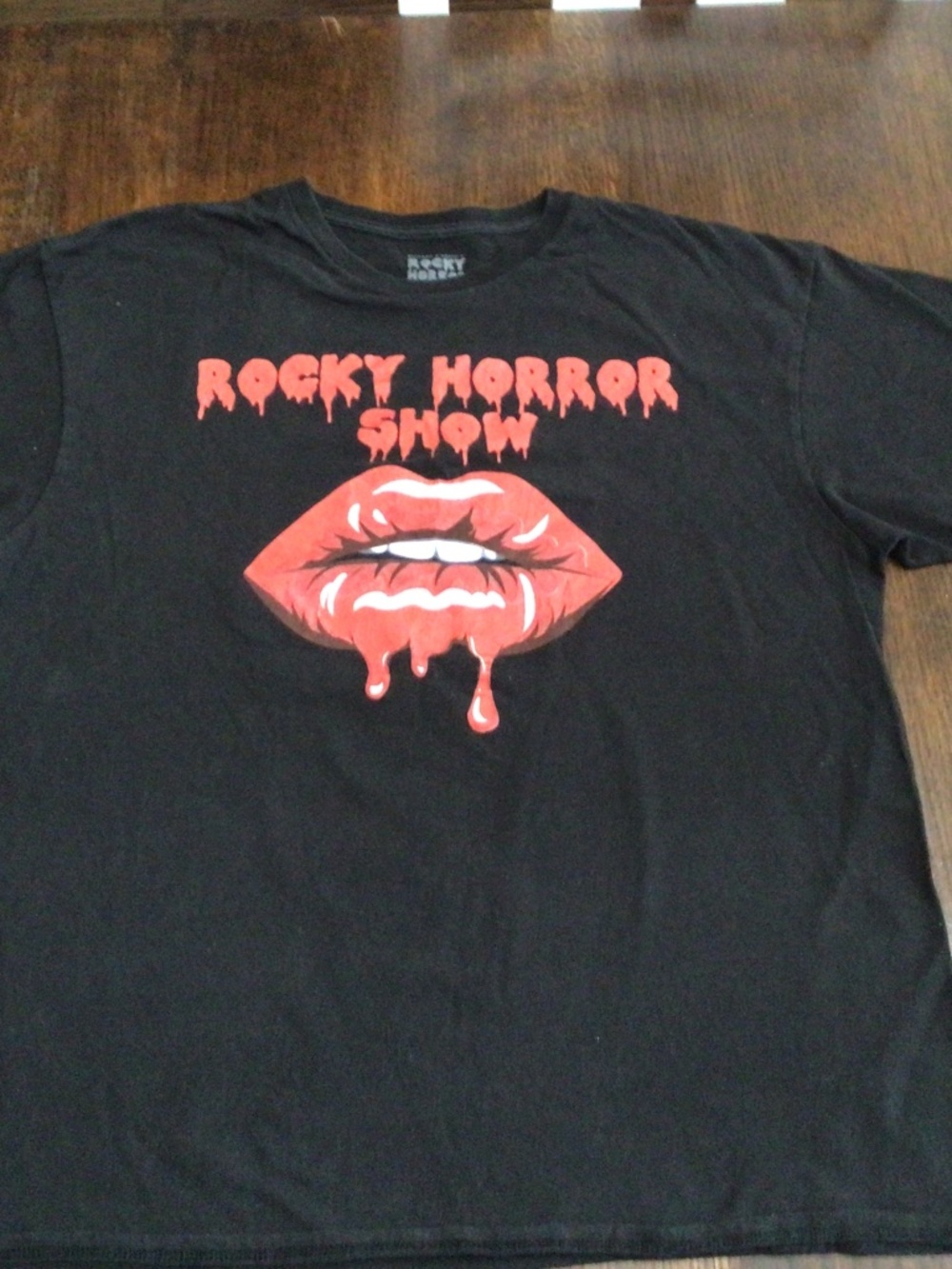 Rocky Horror Show black tee Shirt with red logo. Size XL good shape